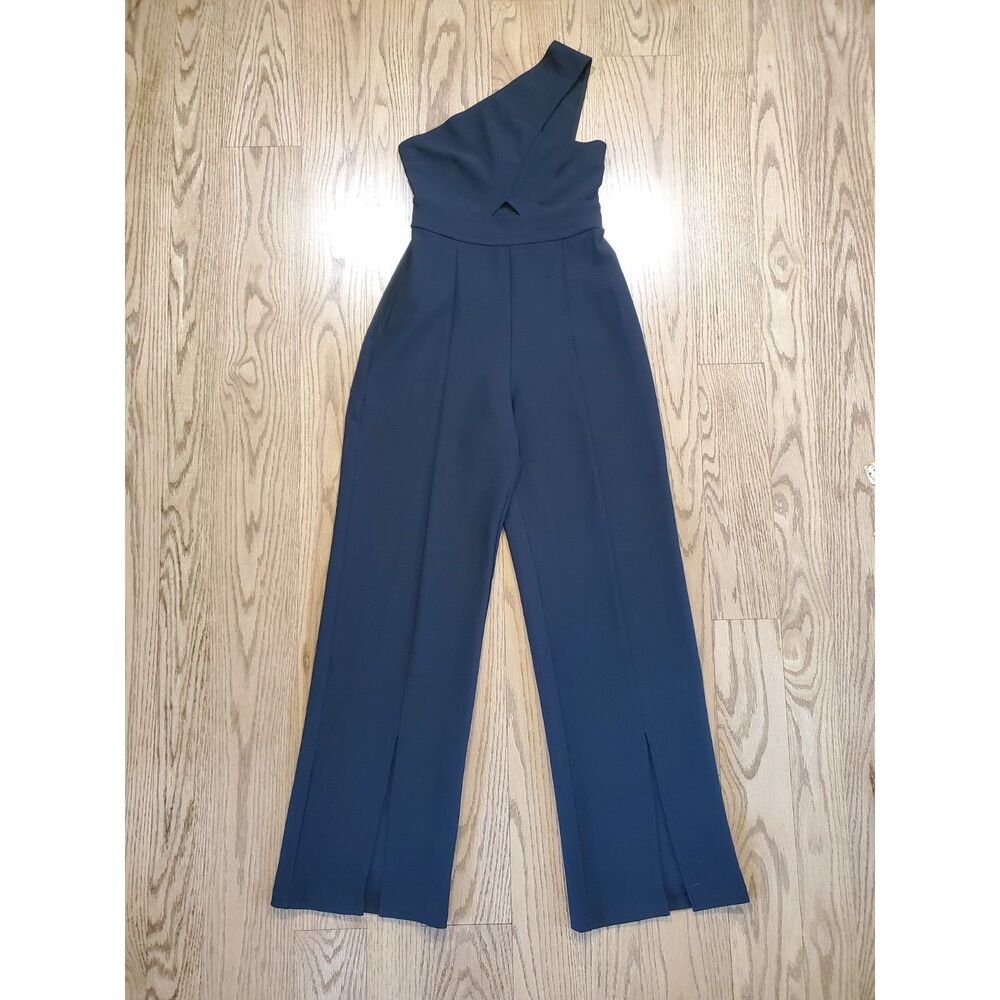 Abercrombie & Fitch Womens XSP One Shoulder Cutout Jumpsuit Slit Legs EUC Party